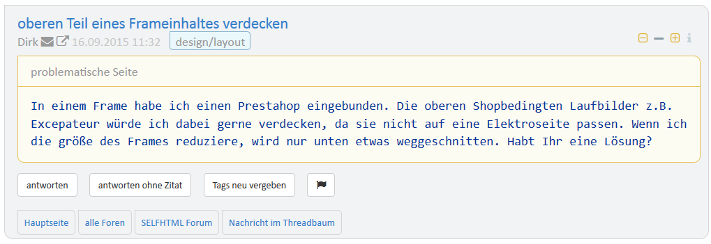 CSS-Entwurf für den Link zur Problemseite