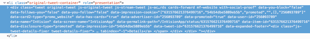 DOM der Twitter-Seite im Entwicklerwerkzeug