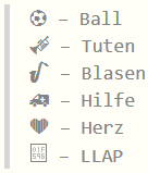 Schriftzeichen mit Symbolen