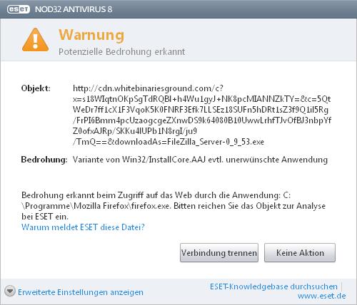 Warnung von ESET 