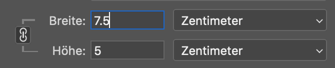 Einstellung von Bildbreite und -höhe, beides gekoppelt