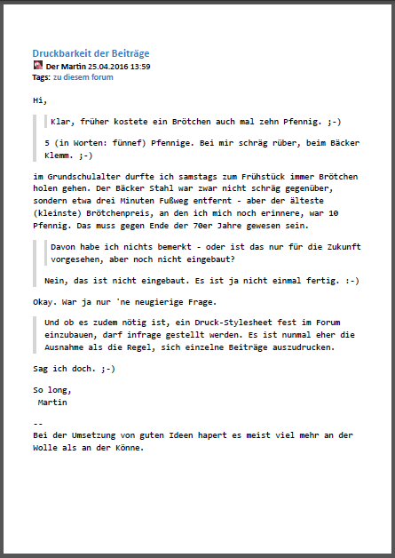 Screenshot eines Postings als PDF