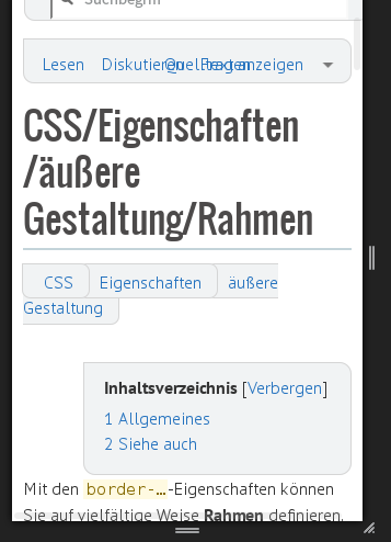 Mobile-View-Screenshot vom Wiki