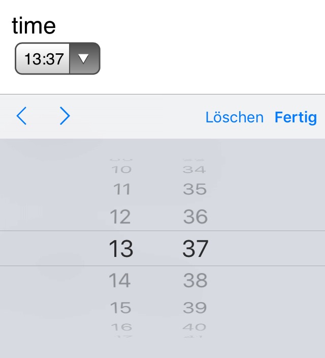 Screenshot Timepicker auf iPhone