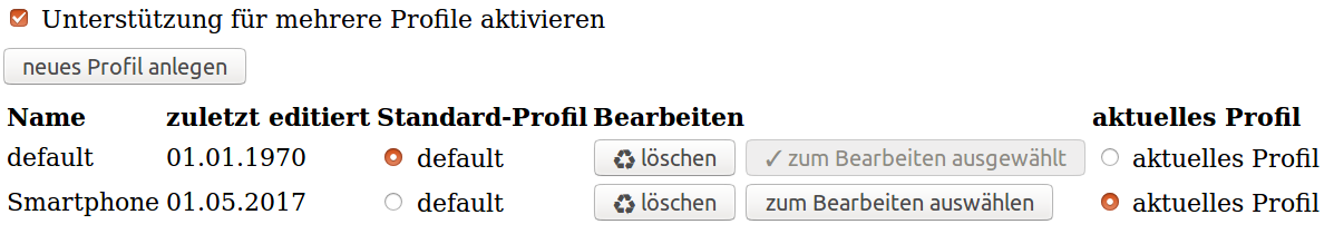 Screenshot des Bearbeiten-Menüs